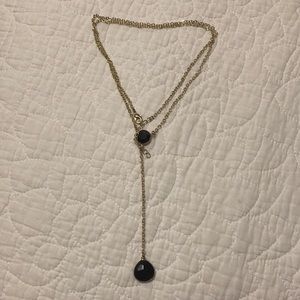 Black and Gold Lavaliere Necklace